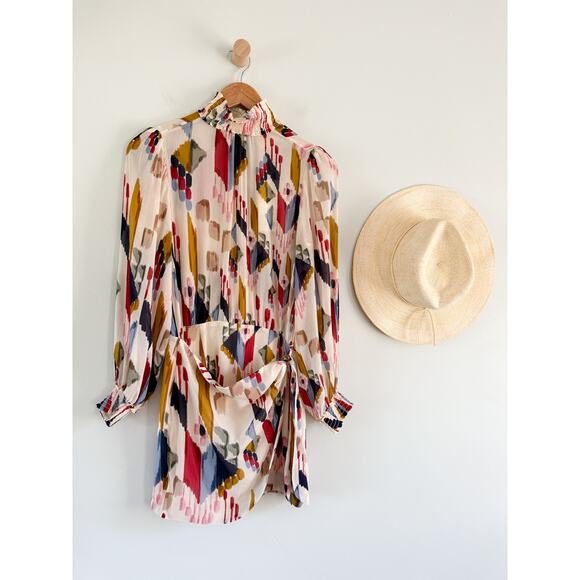 Sézane Sezane | NWT Palerme Dress in Ikat Rainbow | Sz 34 / US Sz 2 - Picture 2 of 13